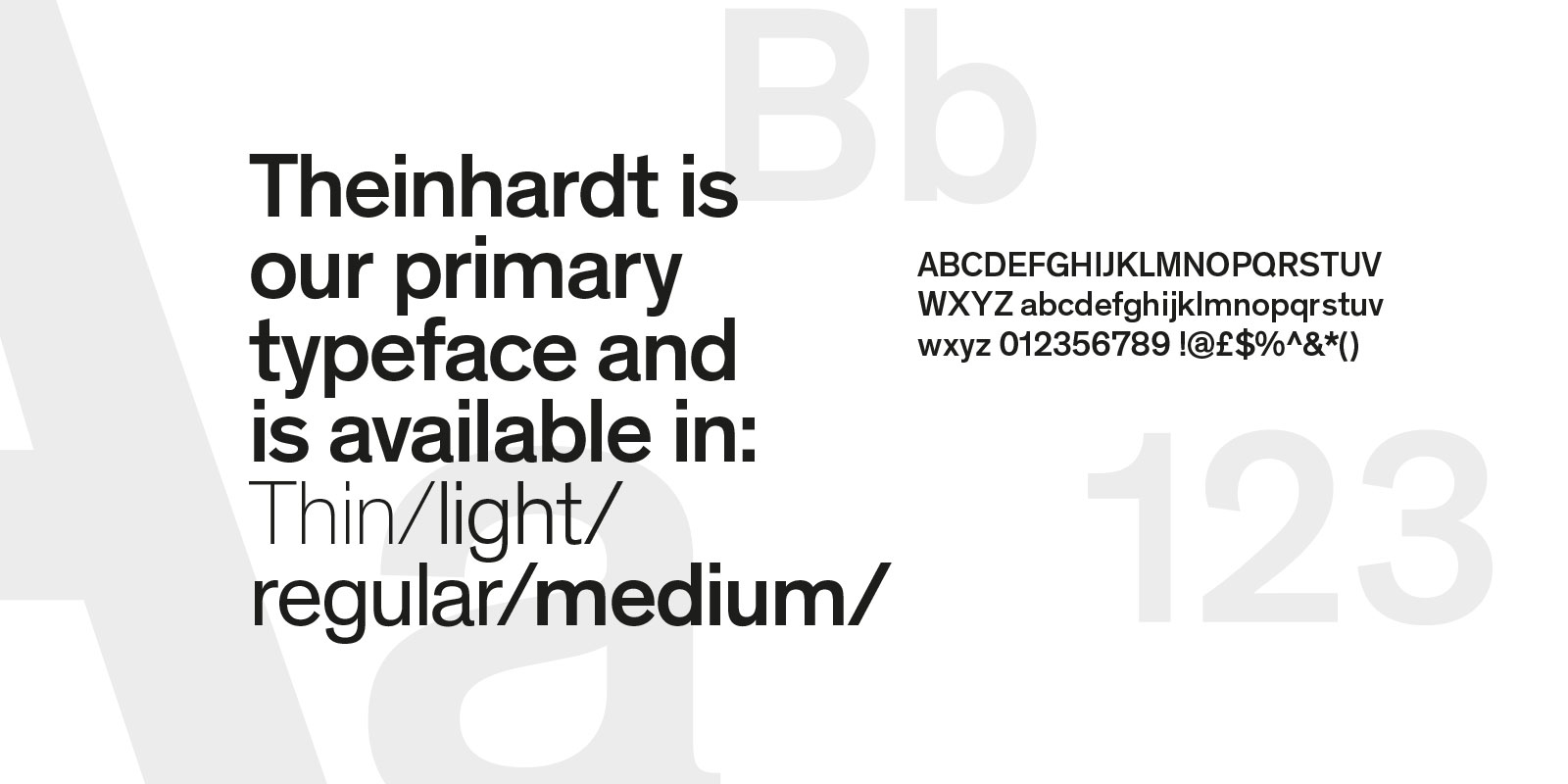 Primary typeface - Theinhardt
